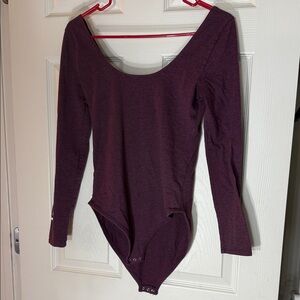 PINK Victoria's Secret Maroon Long Sleeve Bodysuit